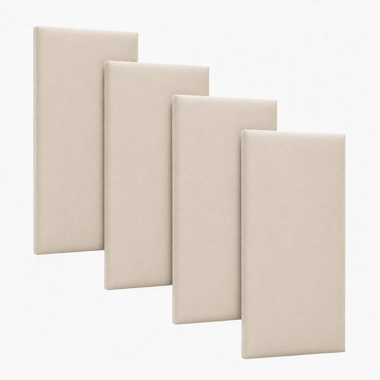 4 Pack Beige Linen Upholstered Wall Panels