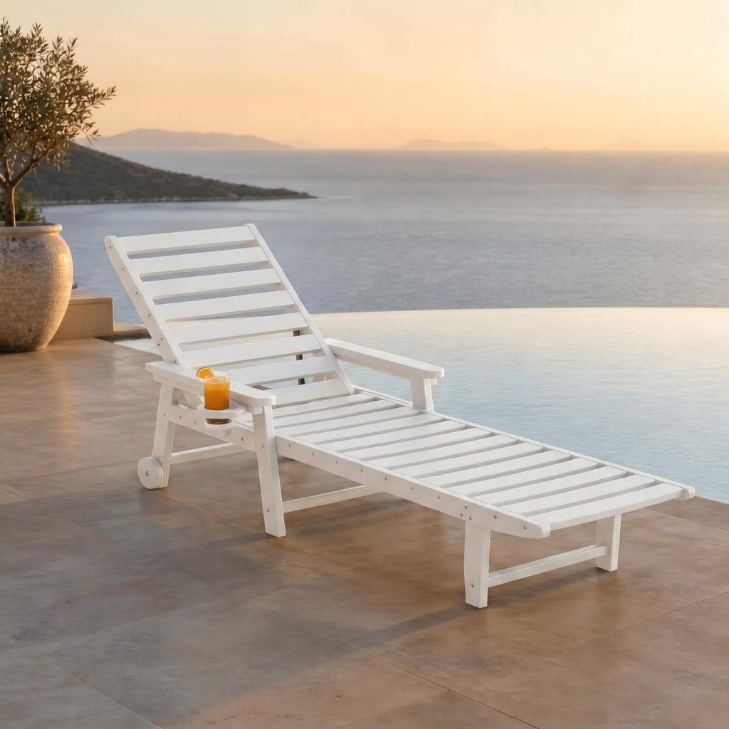 White HDPE Adjustable Outdoor Lounge Chair