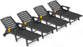 4 Pack Black HDPE Lounge Chairs
