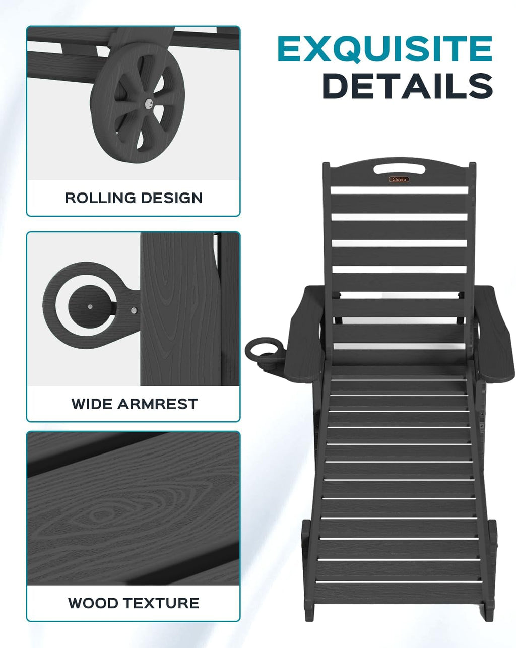 4 Pack Black HDPE Lounge Chairs