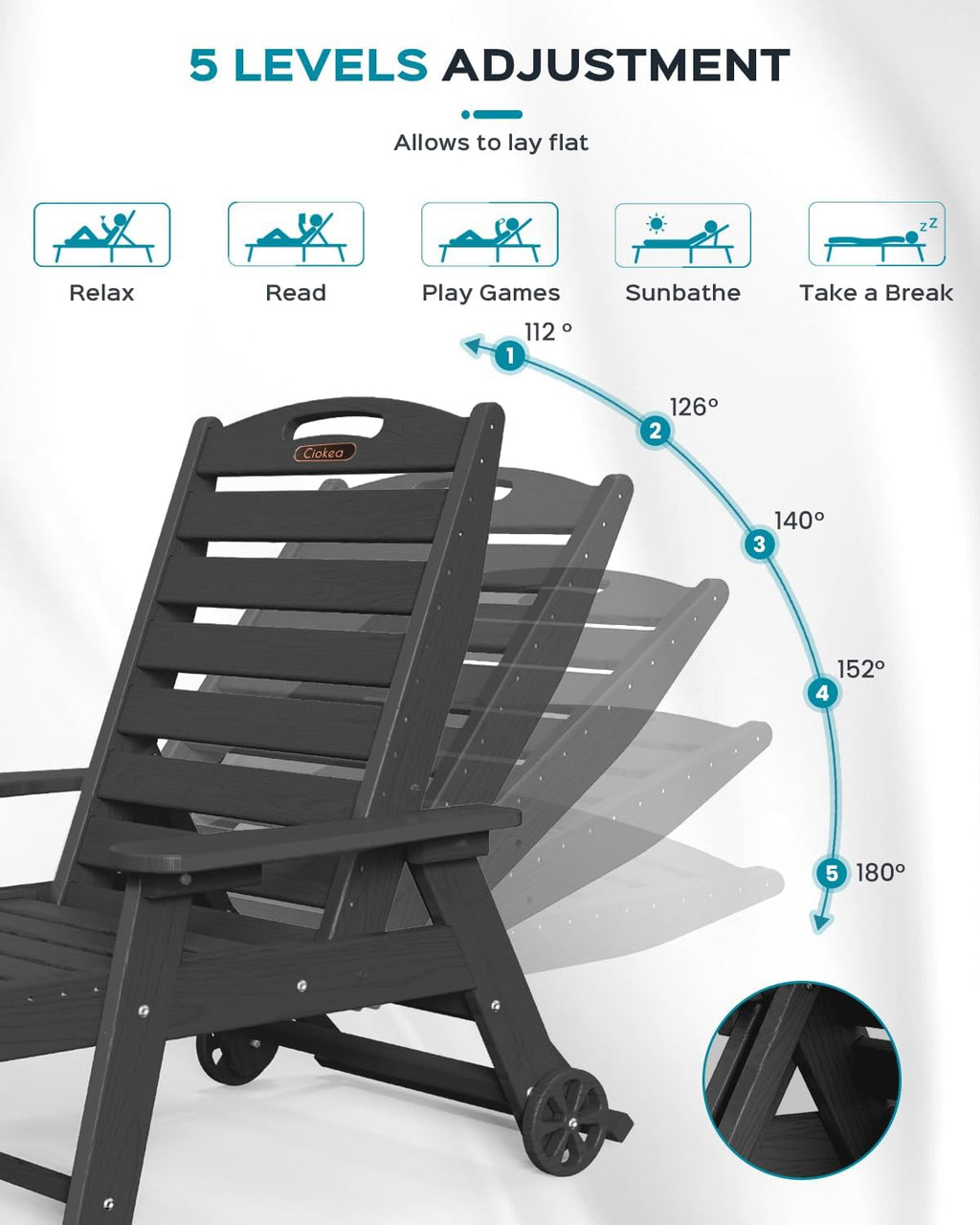4 Pack Black HDPE Lounge Chairs