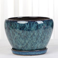 Ceramic Plant Pot Handmade Blue Glazed Planter
