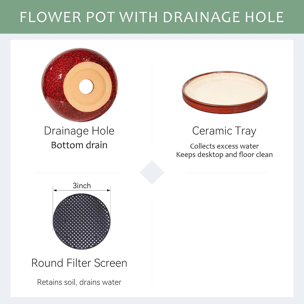 10.3 Inch Spot Red Ceramic Glaze Plant Pot