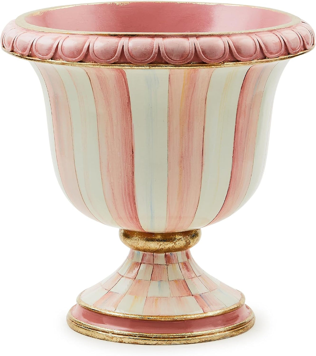 Pink-and-White Pedestal Urn