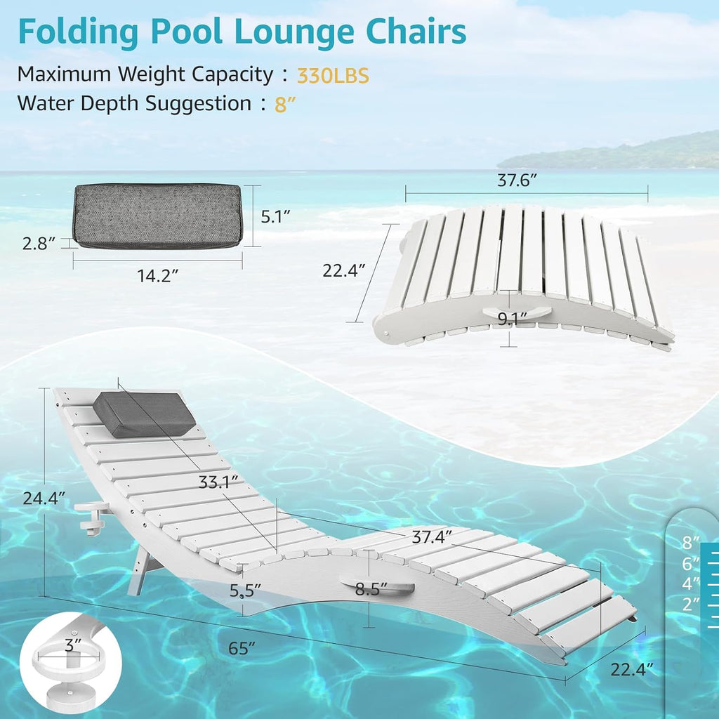 White HDPE Pool Lounge Chair