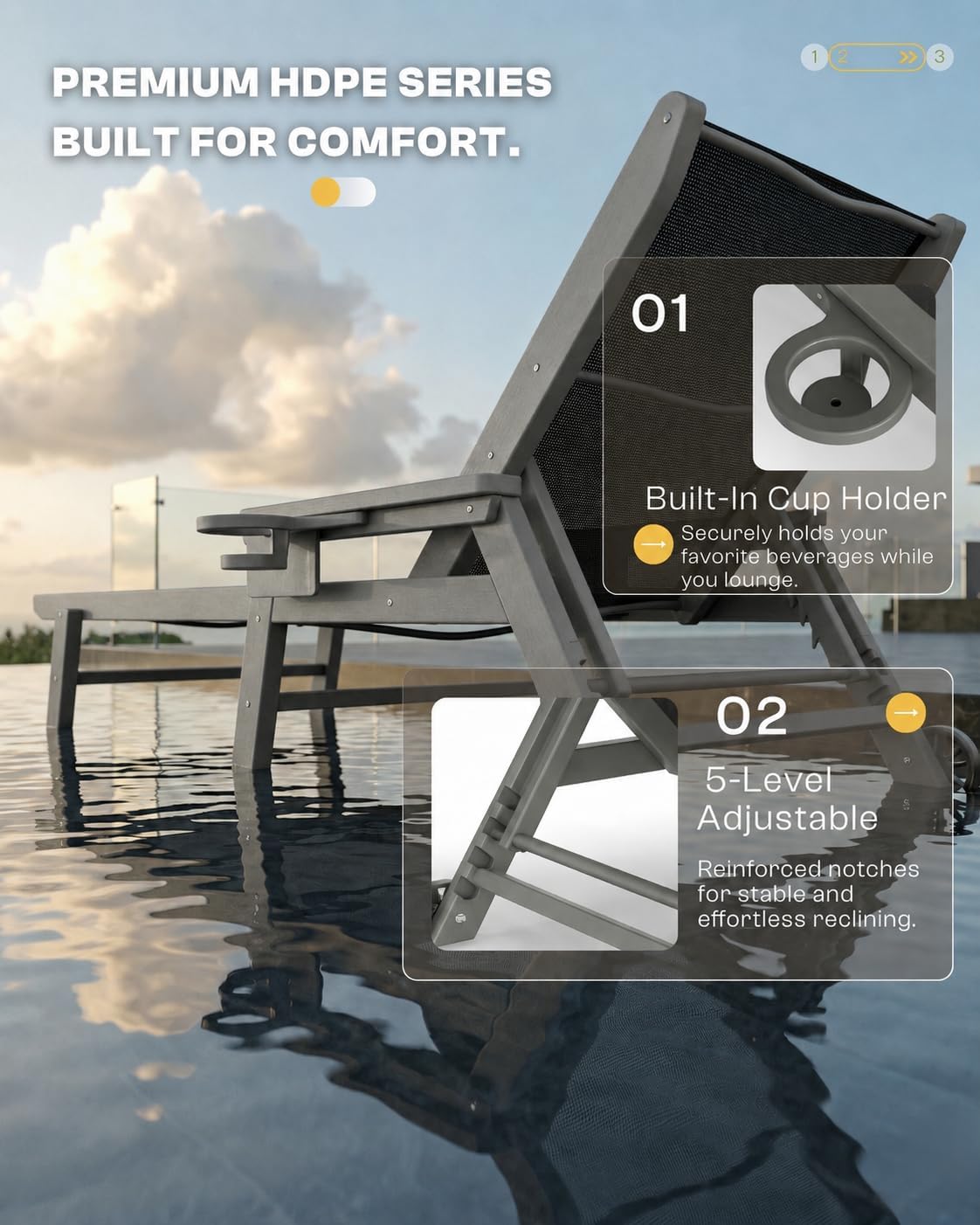 All Weather HDPE Outdoor Lounge Chairs Set