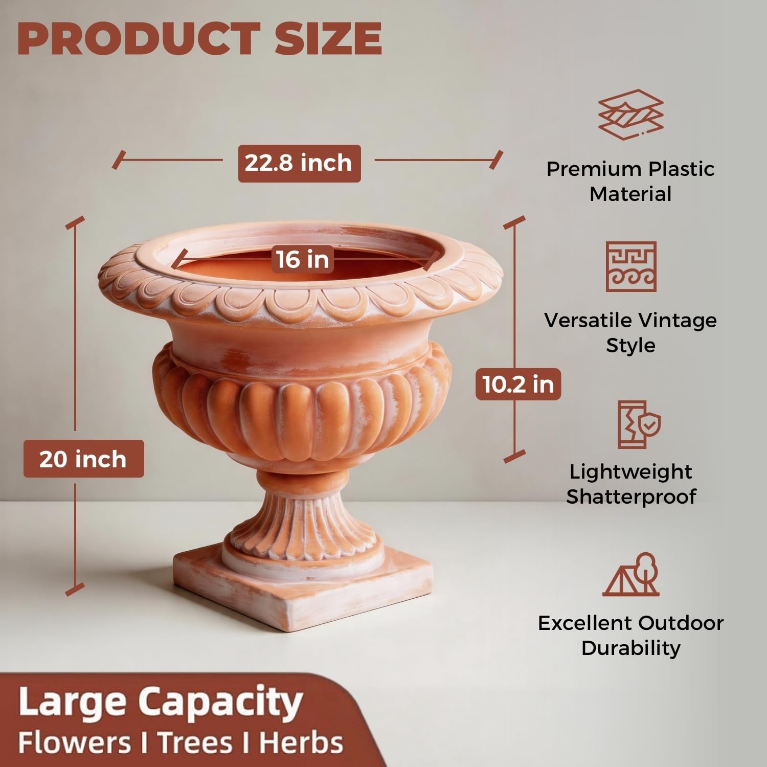 20" H Roman Urn Planter