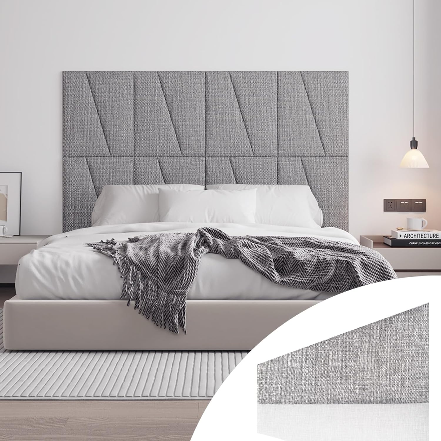 8 Pack Light Gray Upholstered Headboard Panels