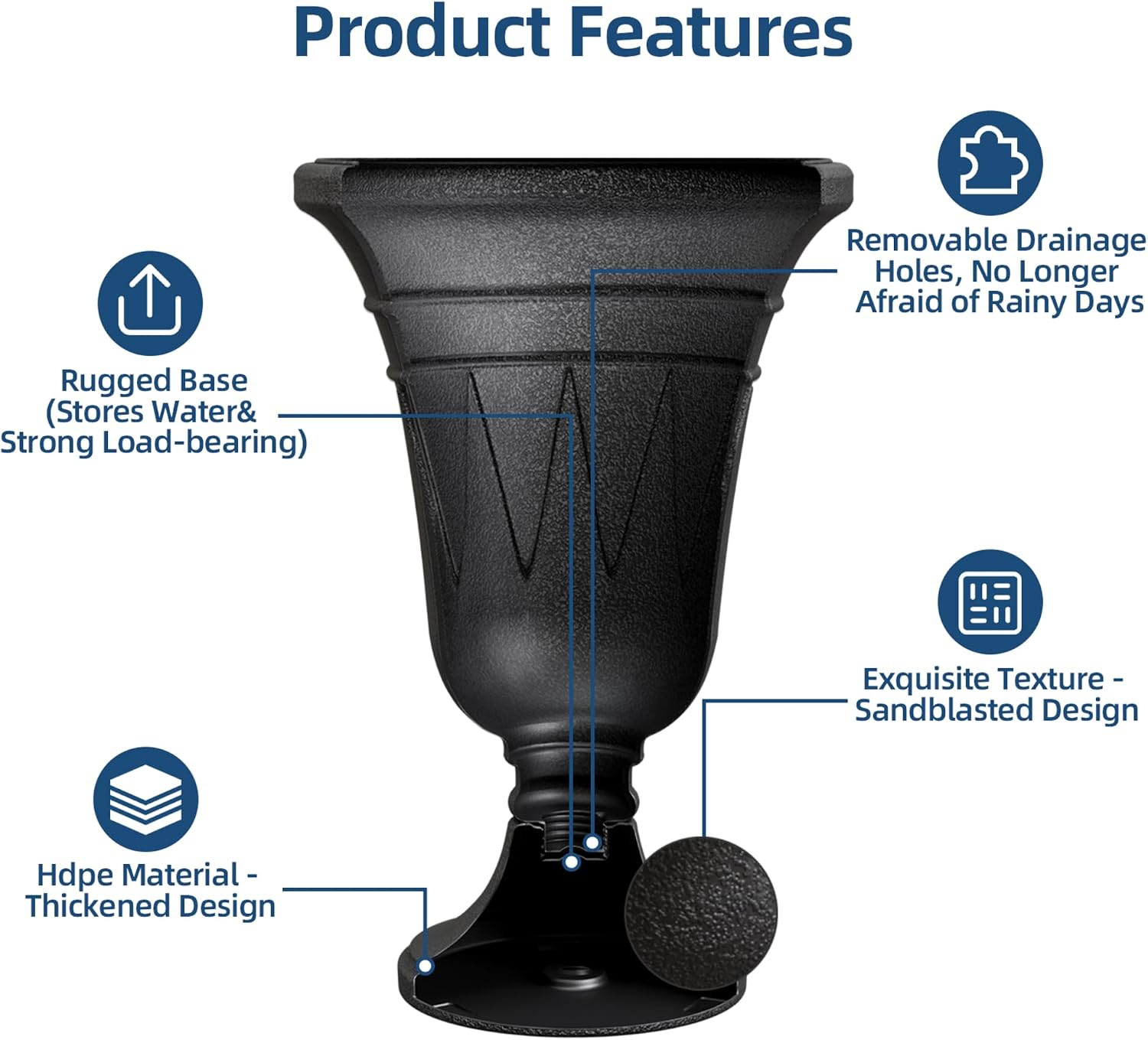 24" Tall Urn Planters
