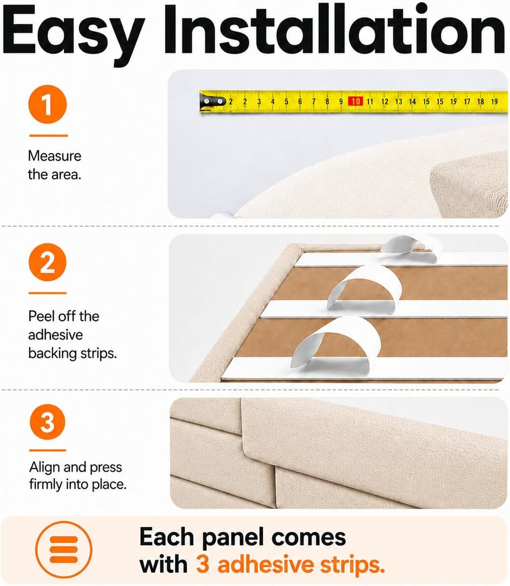 4 Pack Beige Linen Upholstered Wall Panels
