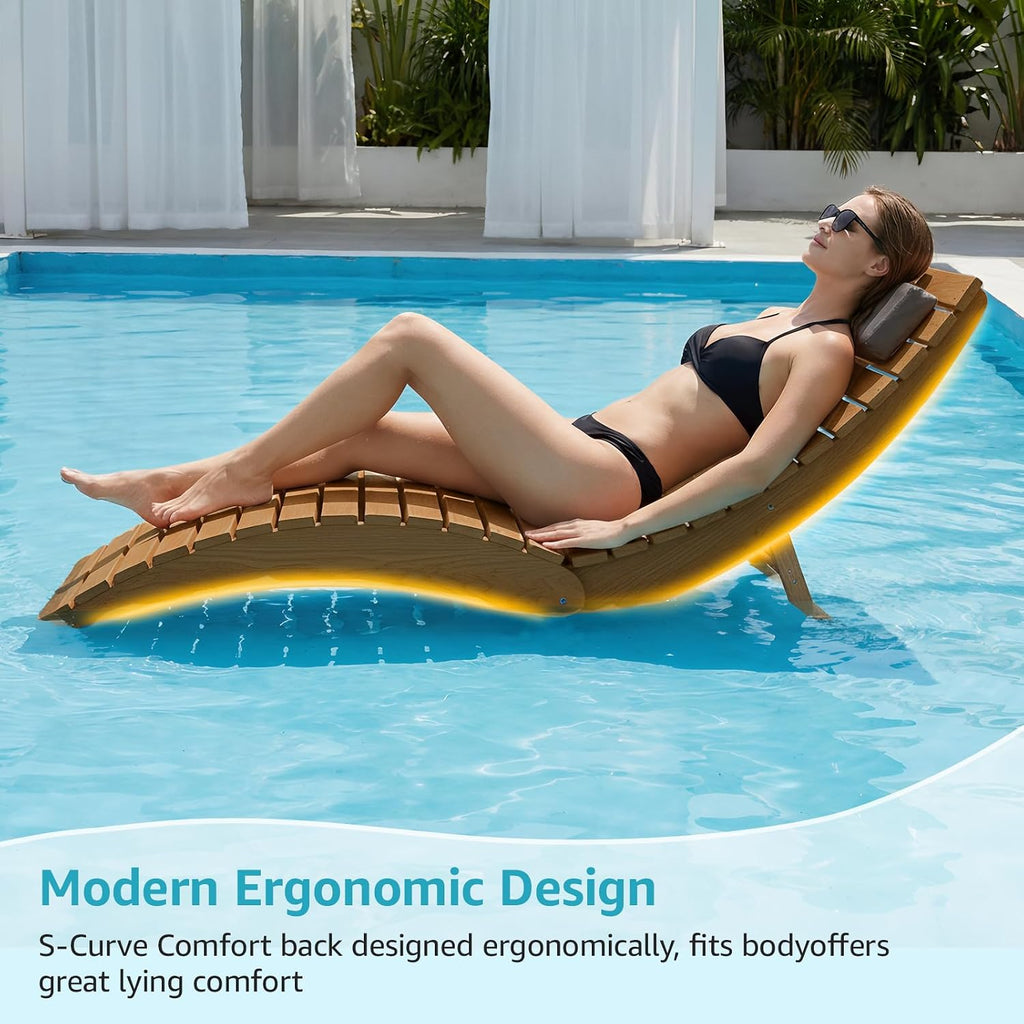 2 Pack Brown HDPE Pool Lounge Chairs