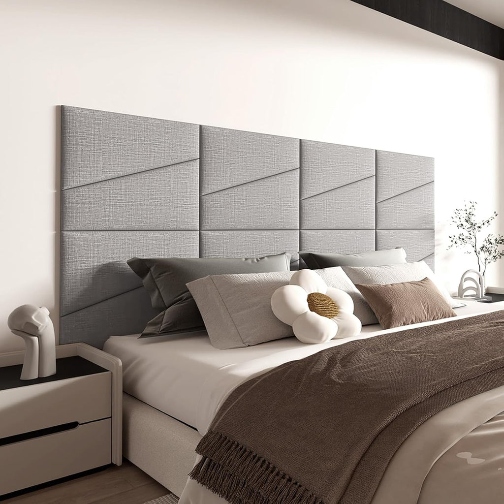 8 Pack Light Gray Upholstered Headboard Panels
