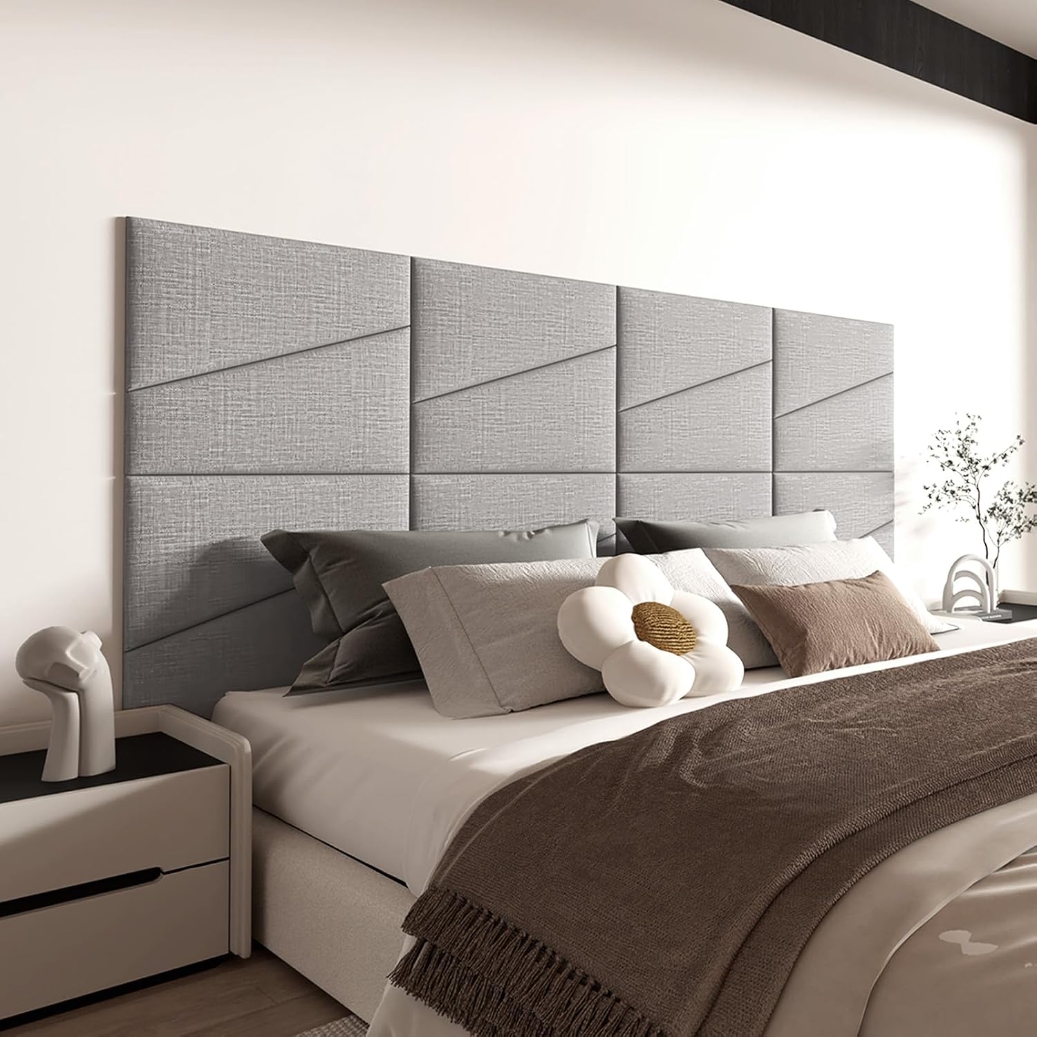 8 Pack Light Gray Upholstered Headboard Panels