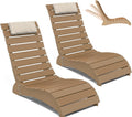 2 Pack Teak HDPE Pool Lounge Chairs