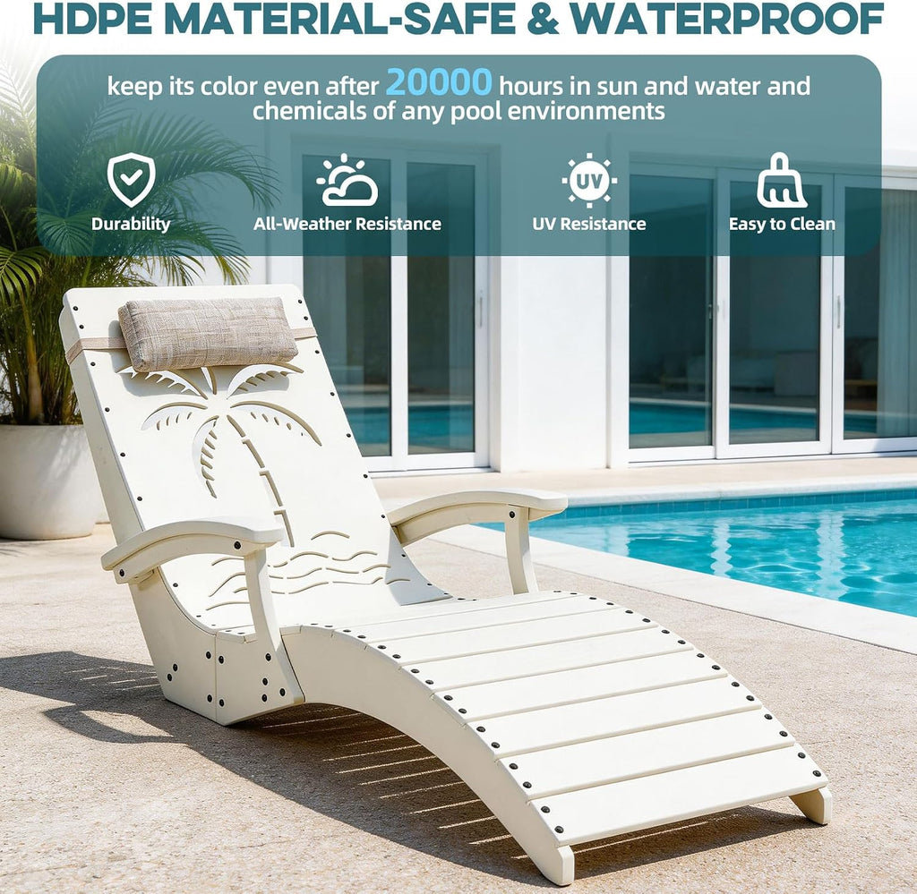 4 Pack White HDPE In Pool Lounge Chairs