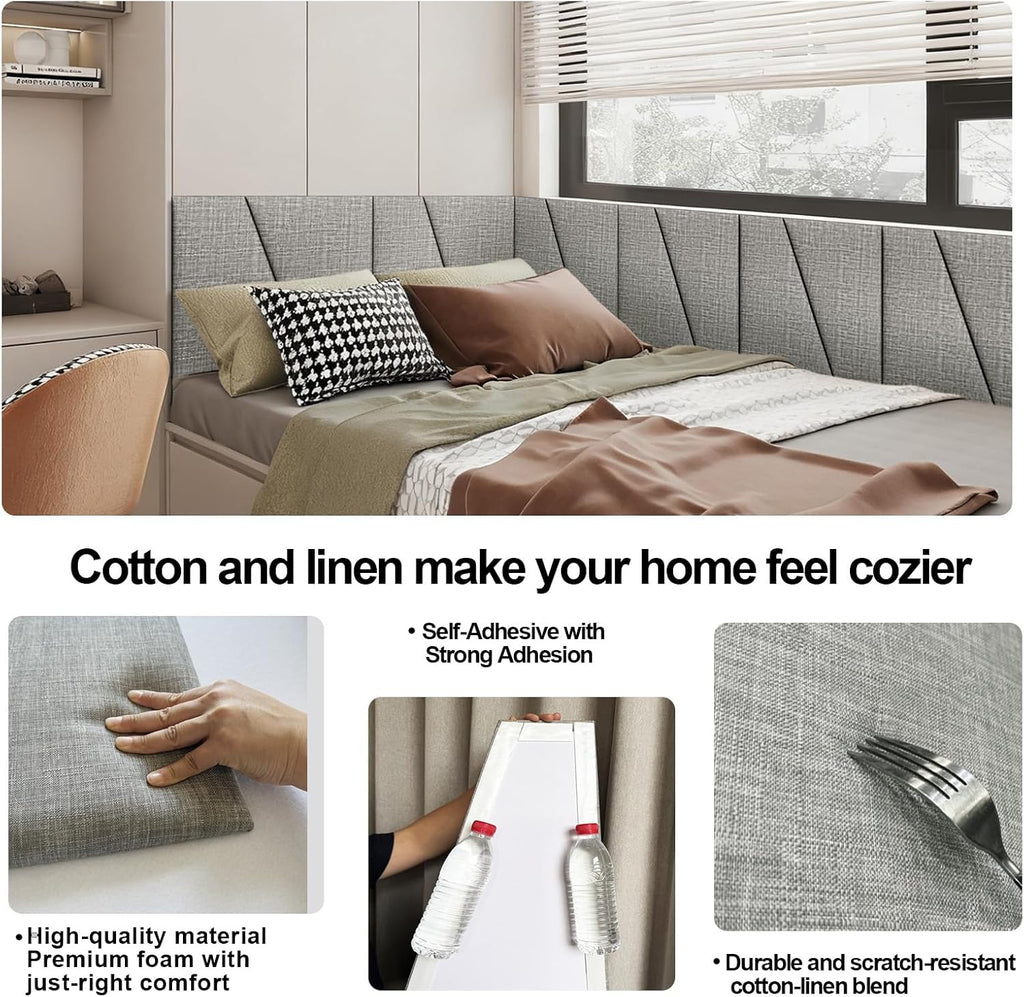8 Pack Light Gray Upholstered Headboard Panels