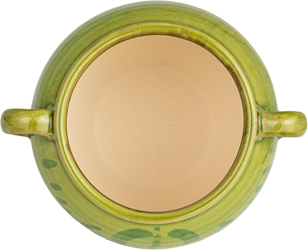 Hand-Painted Green Terra-Cotta Urn