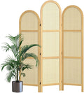 3-Panel Natural-Wave Rattan Room Divider