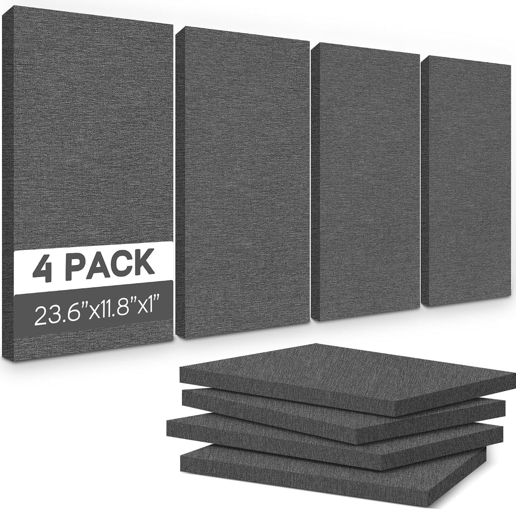 4 Pack Grey Fabric Acoustic Panels