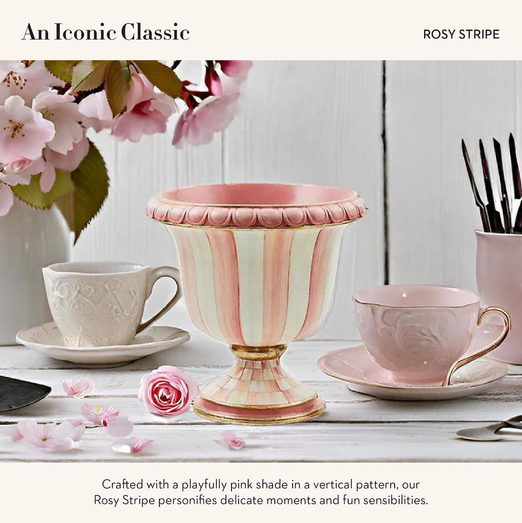 Pink-and-White Pedestal Urn