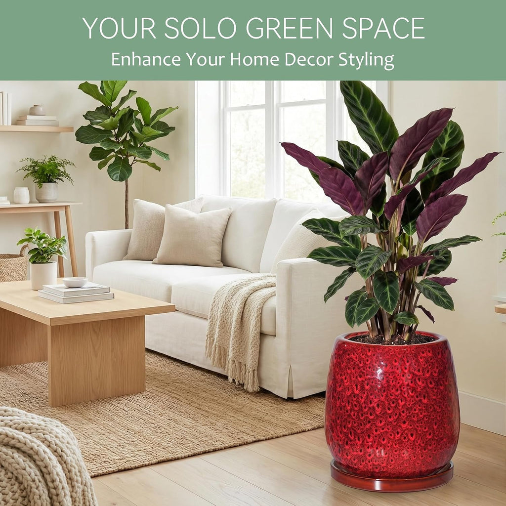 10.3 Inch Spot Red Ceramic Glaze Plant Pot