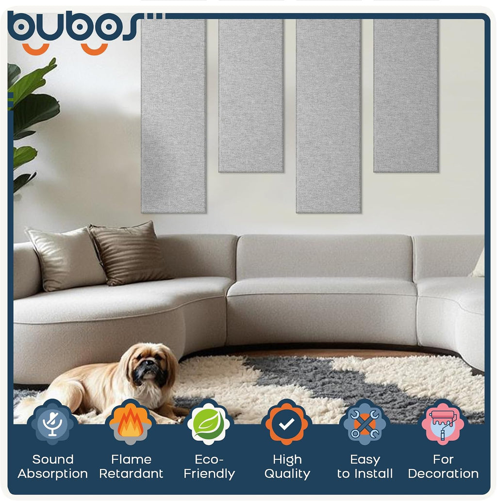 2 Pack Light Grey Fabric Acoustic Panels