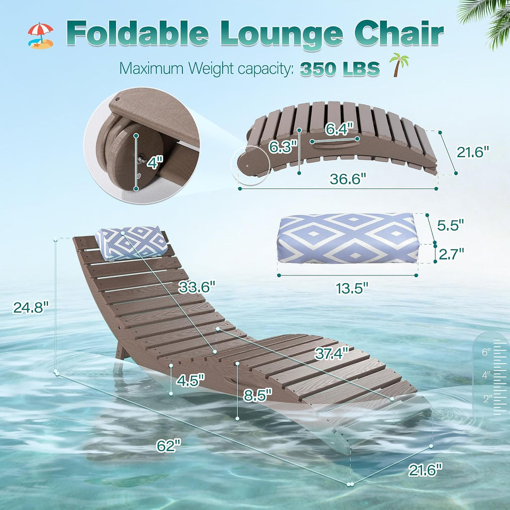 2 Pack Sand HDPE Pool Lounge Chair