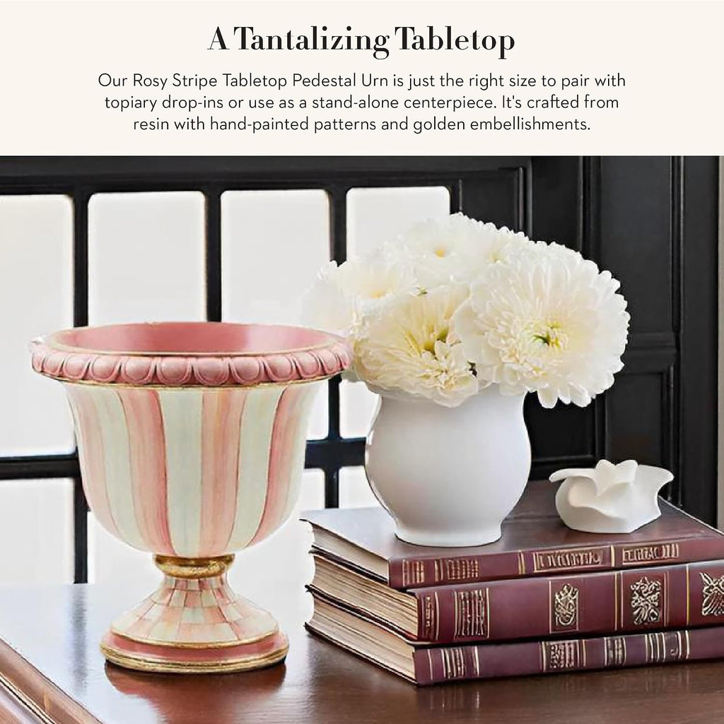 Pink-and-White Pedestal Urn