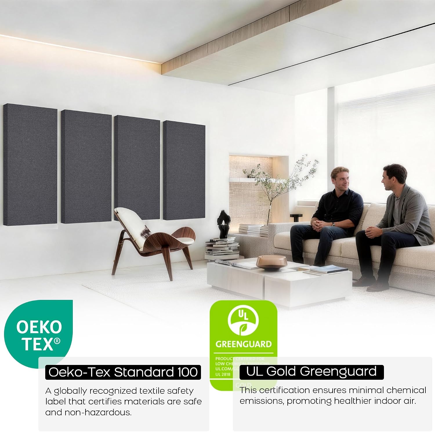 2 Pack Grey Fabric Acoustic Panels
