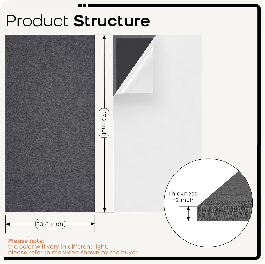 2 Pack Grey Fabric Acoustic Panels