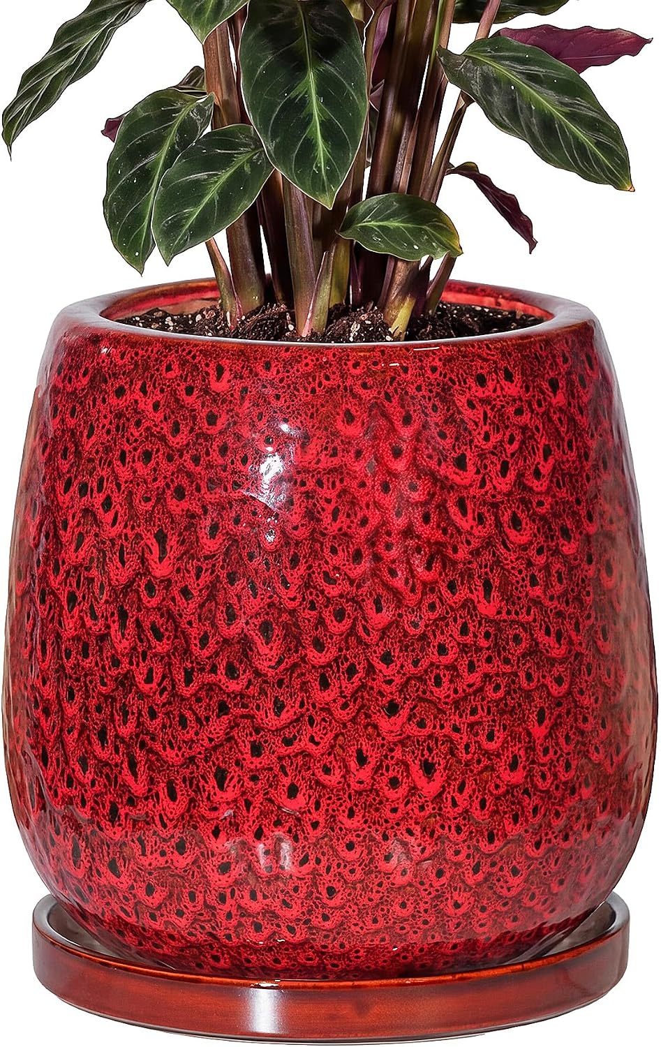 10.3 Inch Spot Red Ceramic Glaze Plant Pot