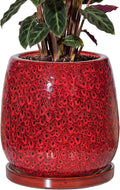 10.3 Inch Spot Red Ceramic Glaze Plant Pot