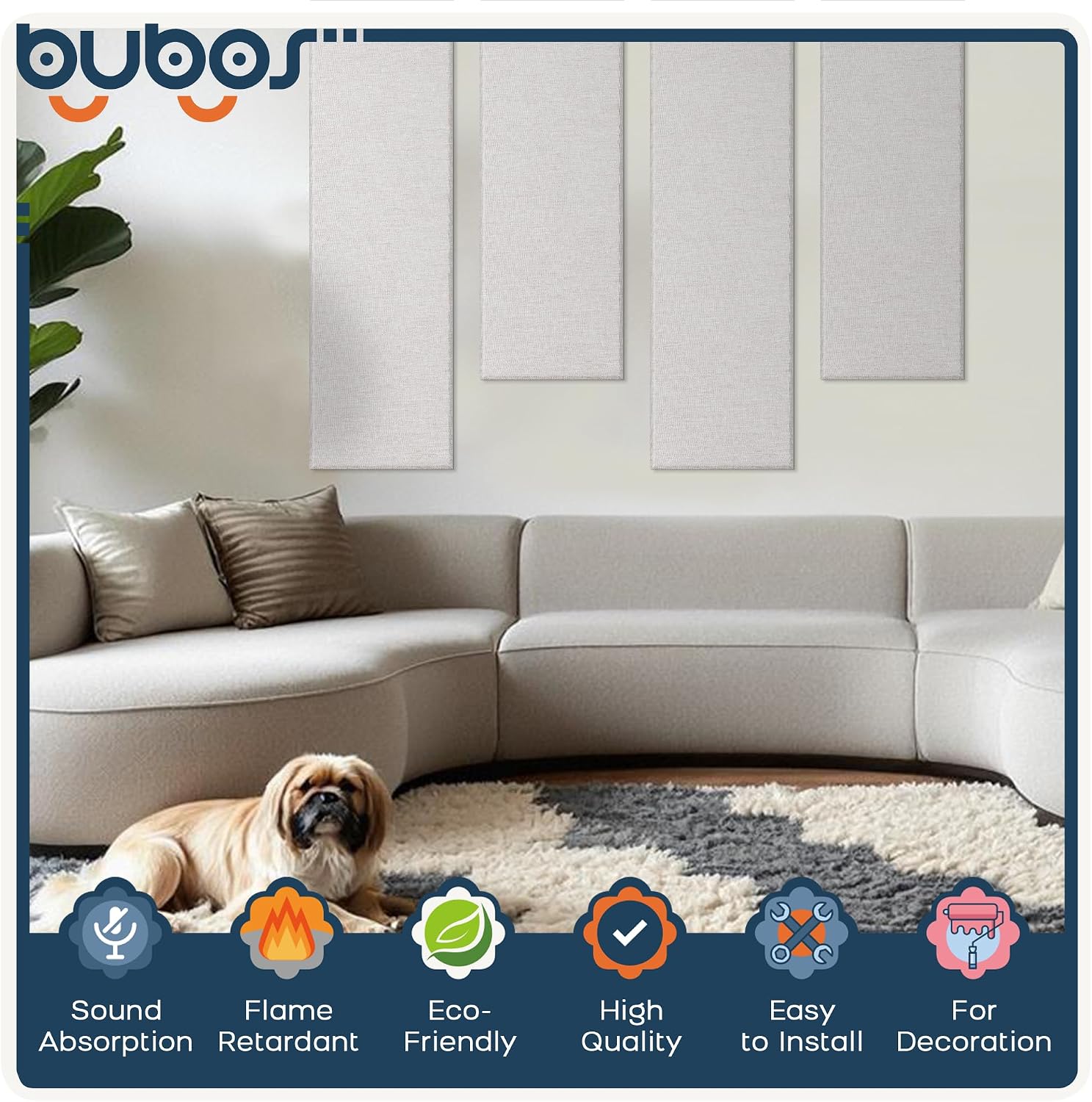 2 Pack Linen Fabric Acoustic Panels