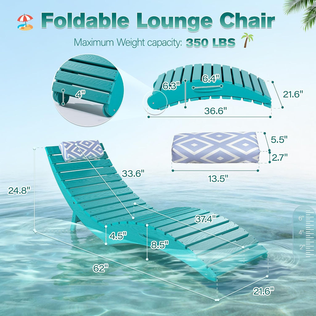 2 Pack Aruba HDPE Pool Lounge Chair
