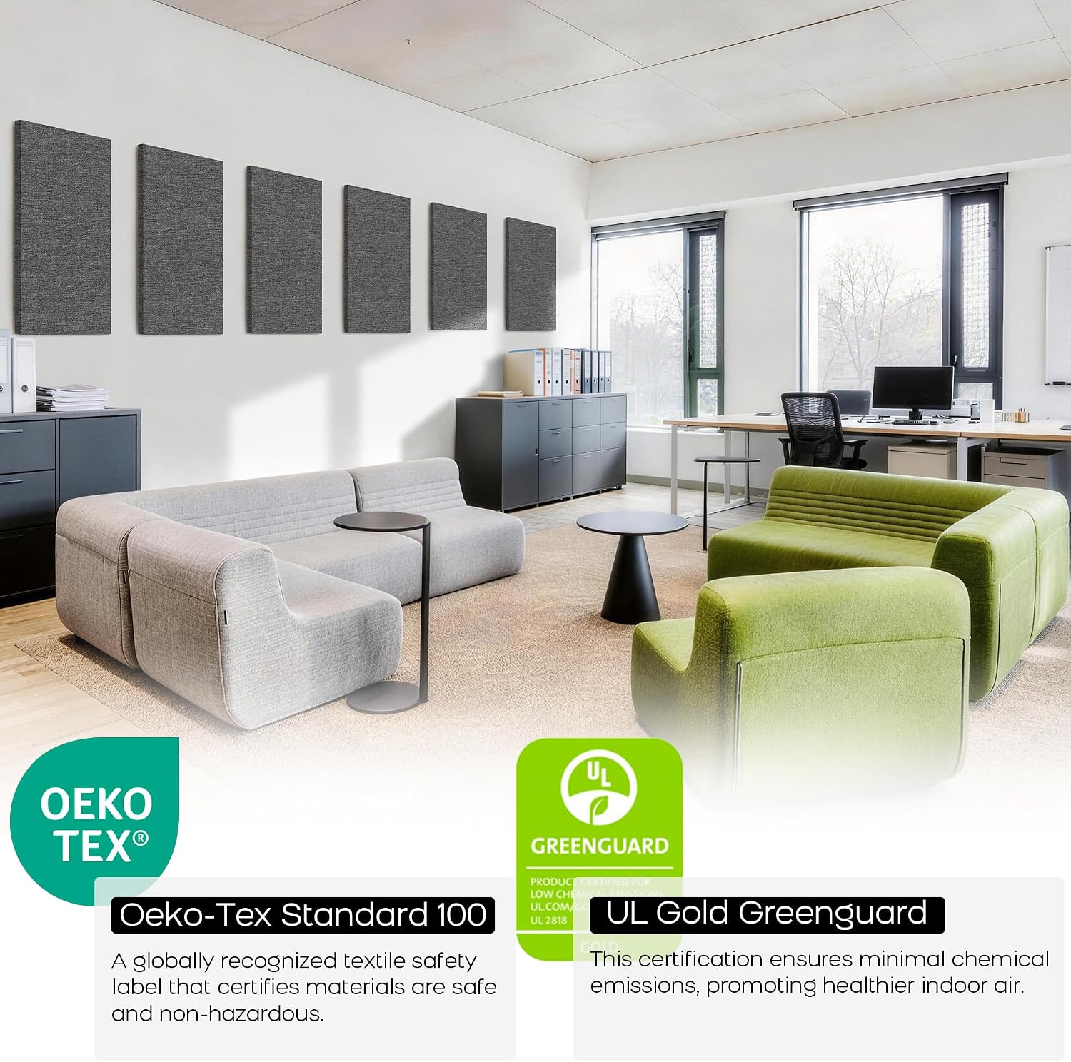 4 Pack Grey Fabric Acoustic Panels