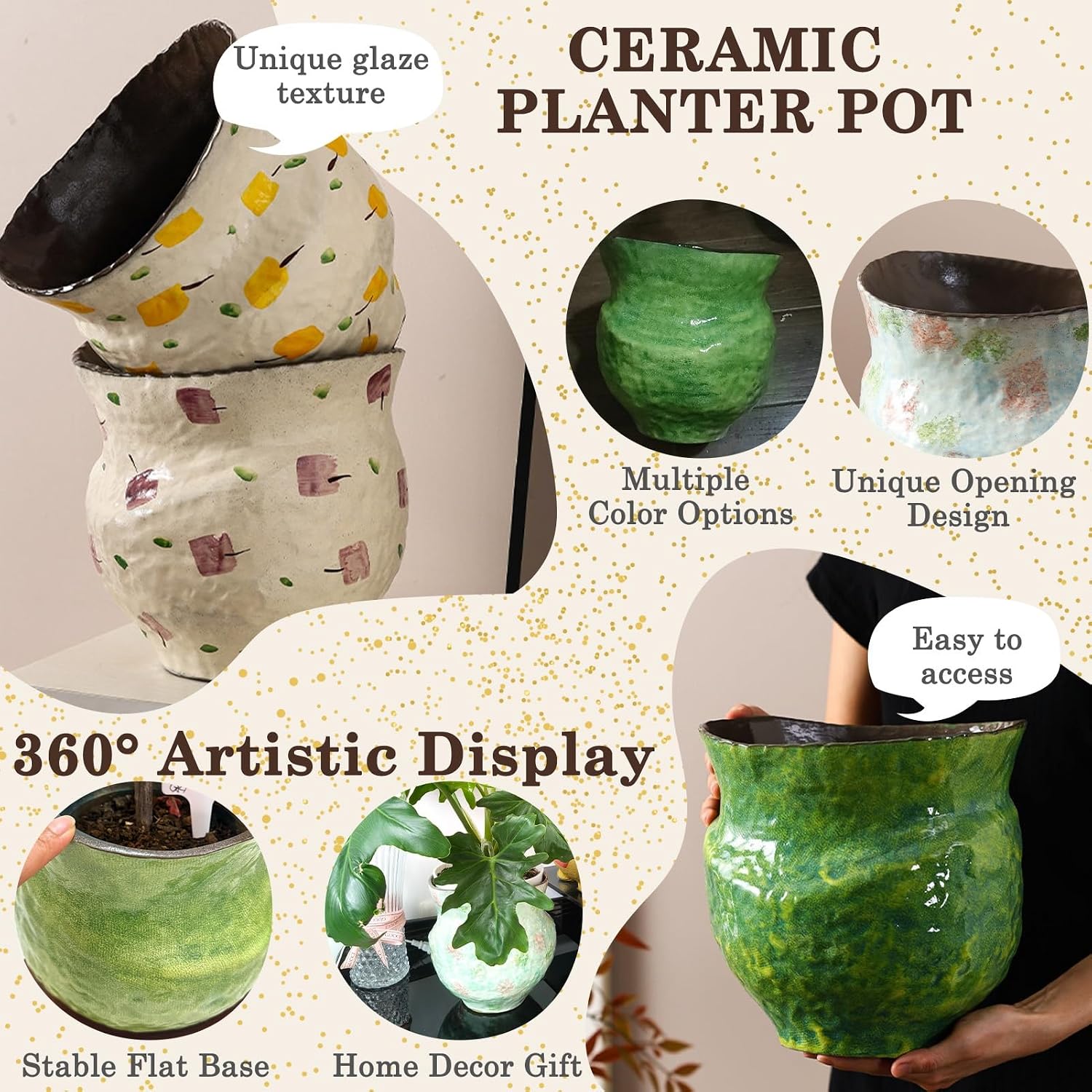 Large Glazed Ceramic Planter Pot