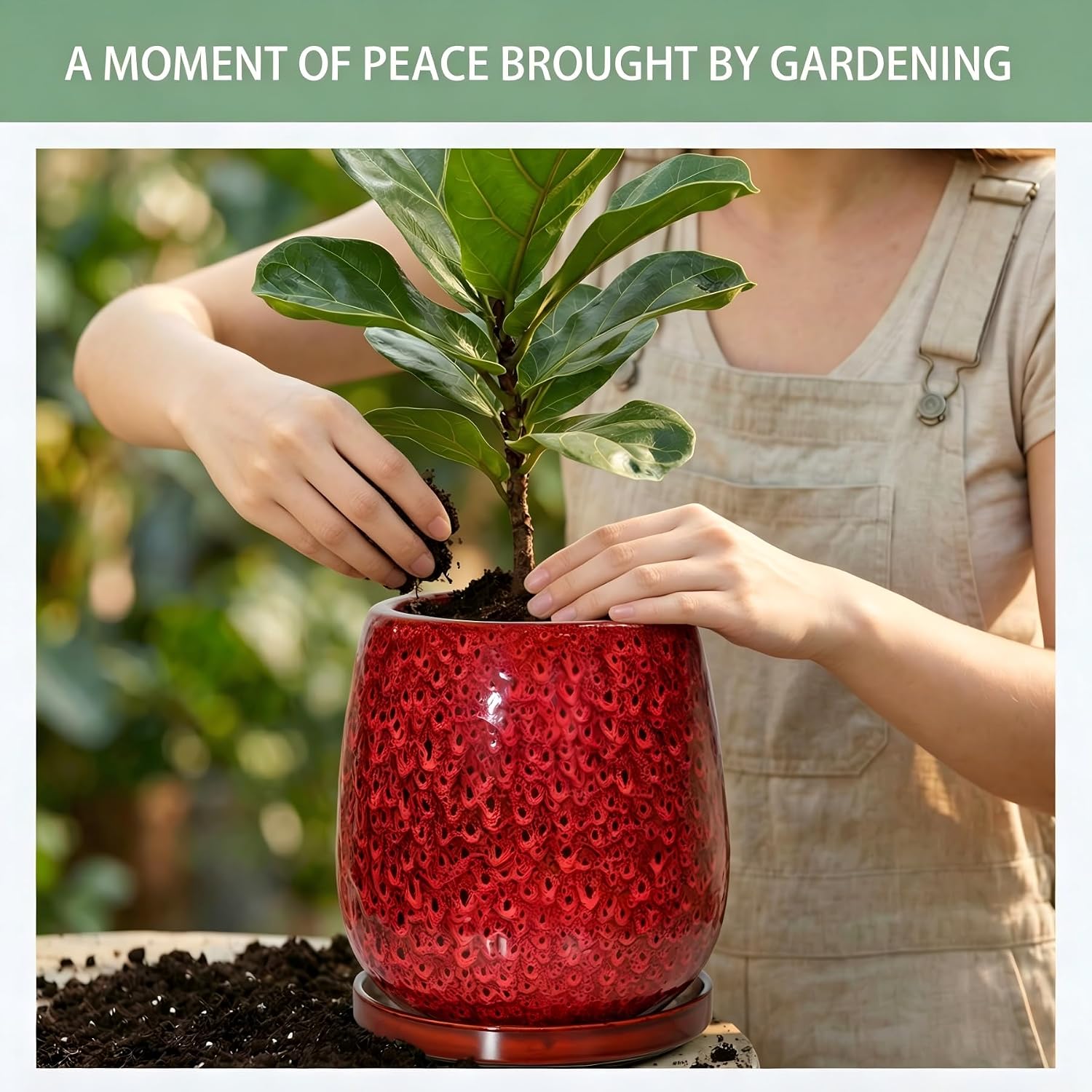 10.3 Inch Spot Red Ceramic Glaze Plant Pot