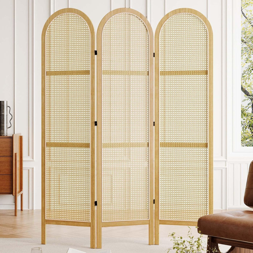 Svimi 3 Panels Natural Rattan Room Divider