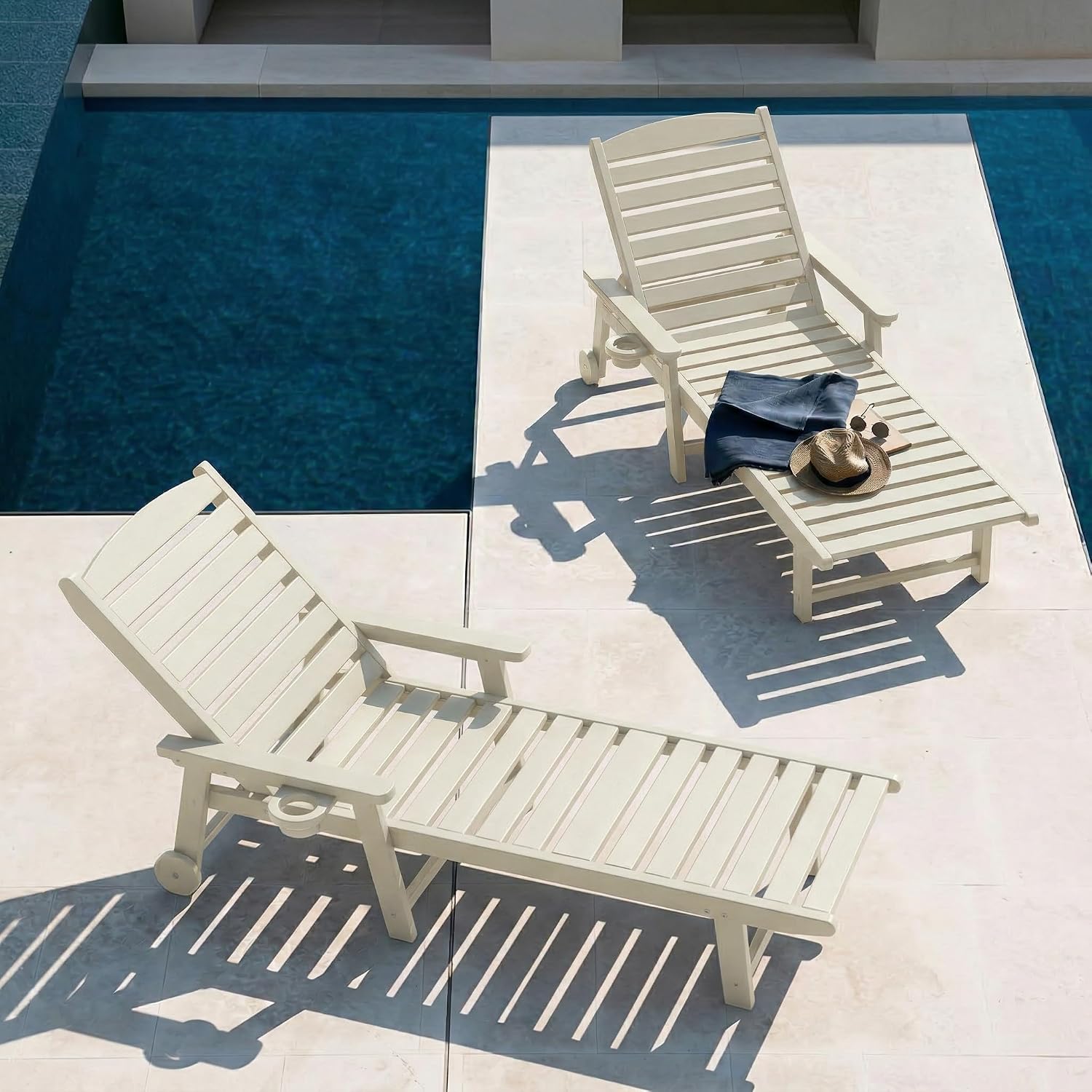 White HDPE Adjustable Outdoor Lounge Chair