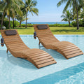 2 Pack Brown HDPE Pool Lounge Chairs