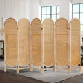 6 Panels Light Brown Rattan Wood Room Divider