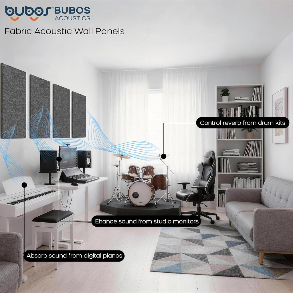 4 Pack Grey Fabric Acoustic Panels