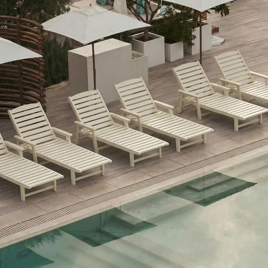 White HDPE Adjustable Outdoor Lounge Chair