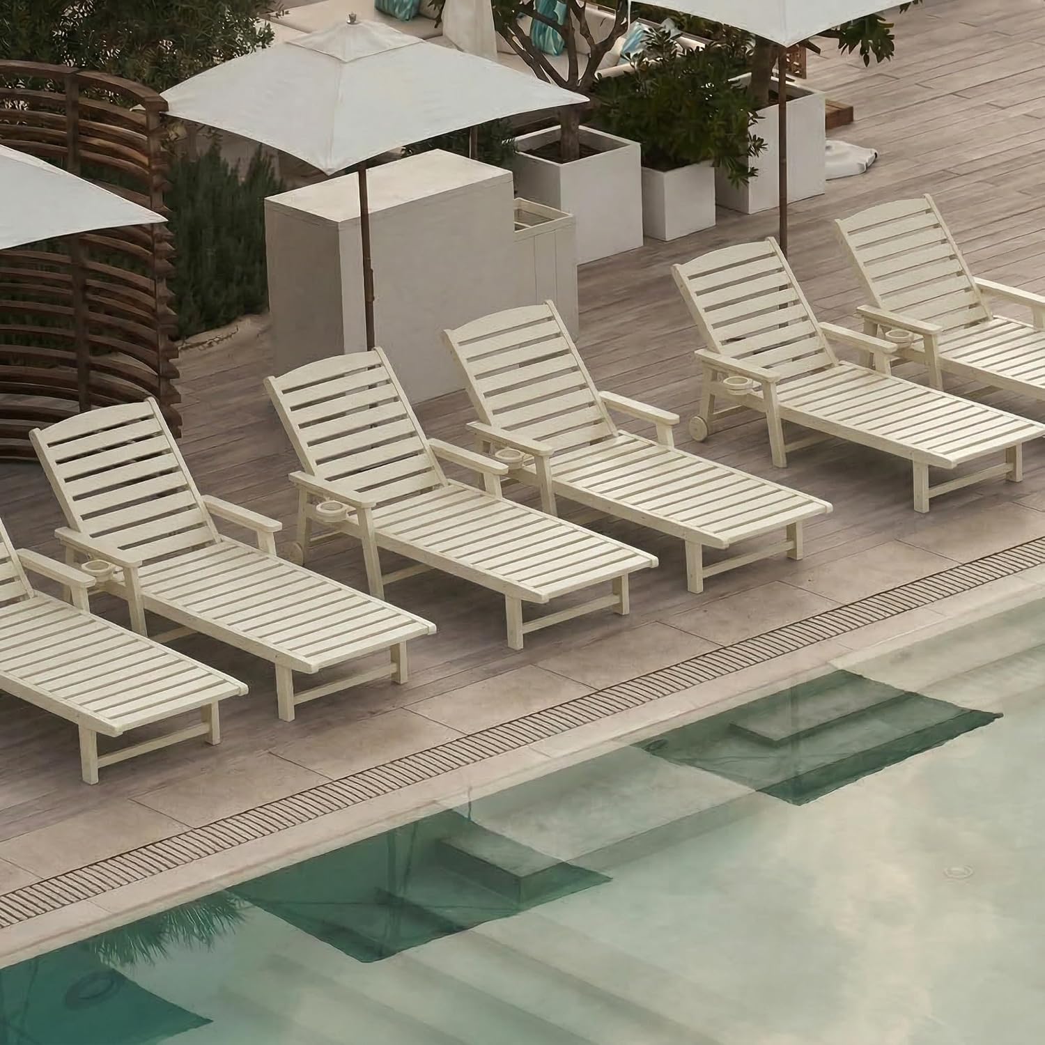 White HDPE Adjustable Outdoor Lounge Chair