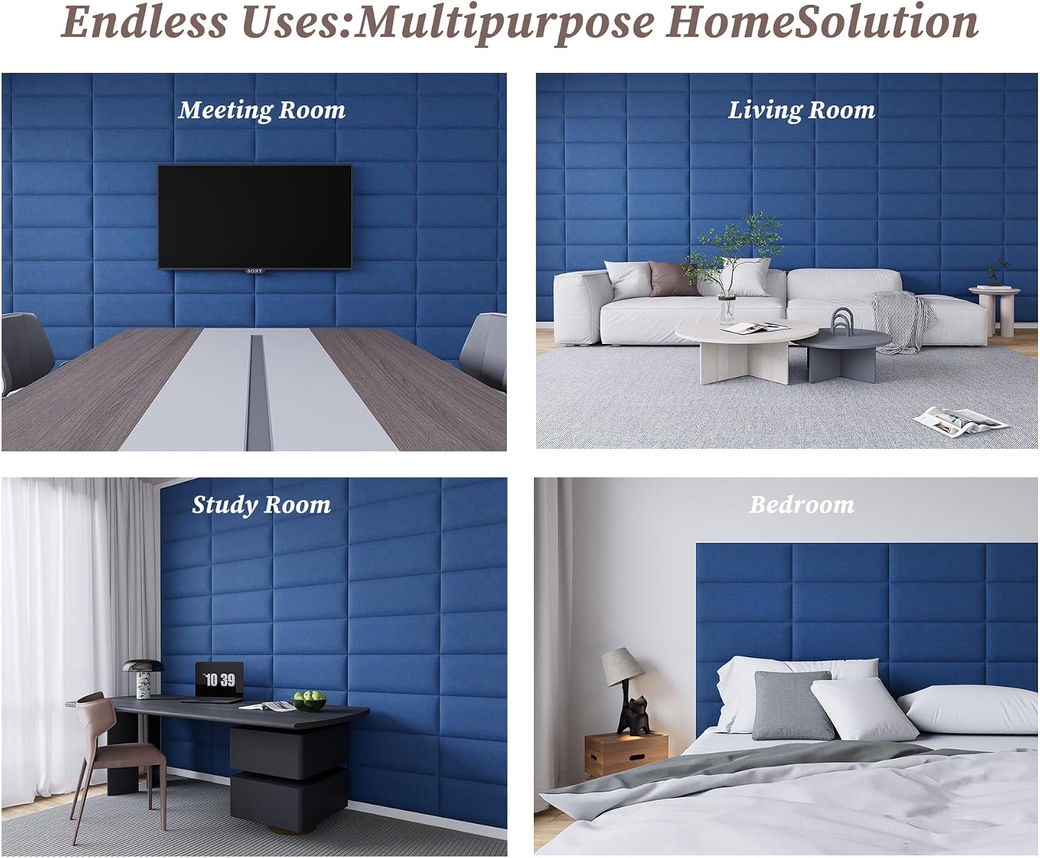 12 Pack Dark Blue Tufted Wall Headboard Panels