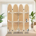 Natural Rattan Room Divider With 3 Display Shelves