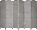 6-Panels Grey Tall Rattan Room Divider