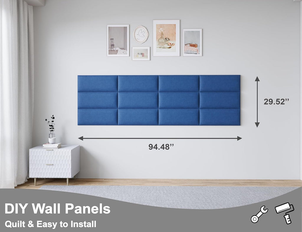 12 Pack Dark Blue Tufted Wall Headboard Panels