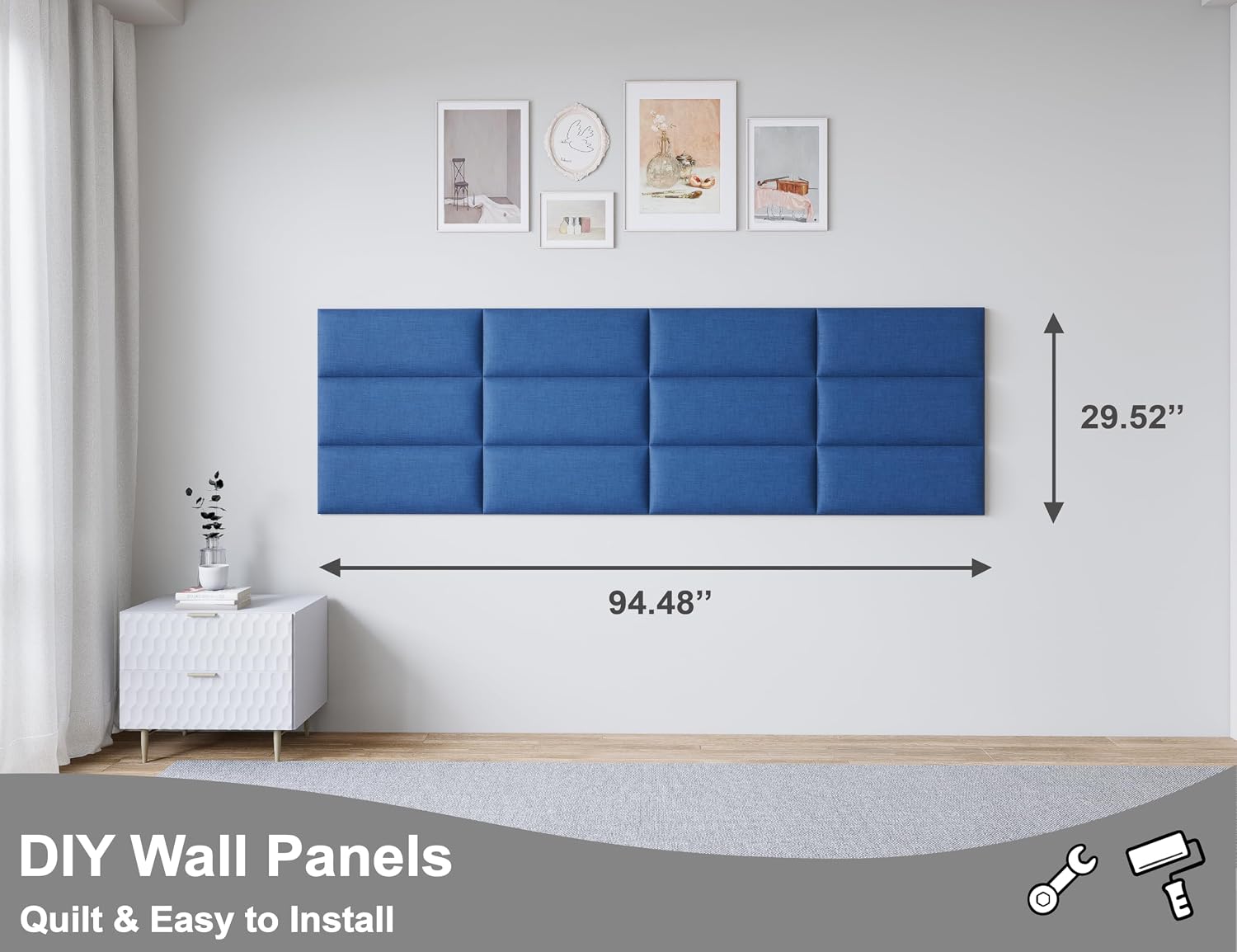 12 Pack Dark Blue Tufted Wall Headboard Panels