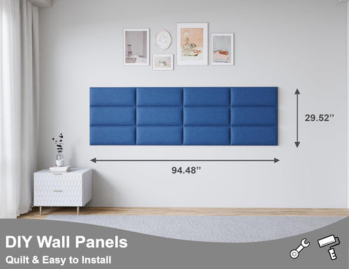 12 Pack Dark Blue Tufted Wall Headboard Panels